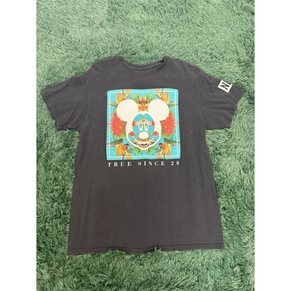 Disney NEFF Mickey Mouse Tropical Floral Black T-Shirt Men's Size M True Since